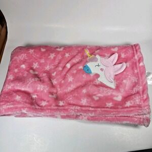 HTF le Bebe FAVORITE Pink Unicorn Stars Hearts Baby Blanket